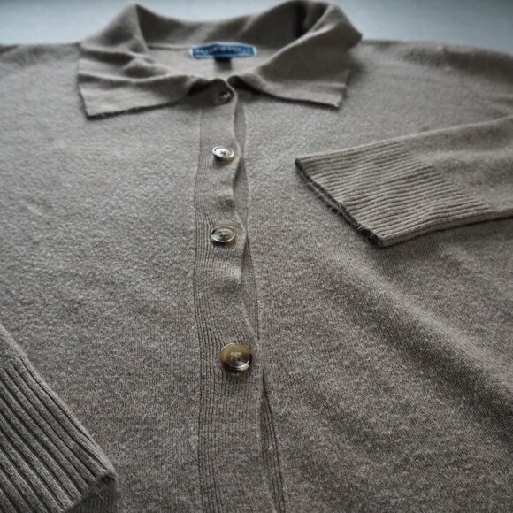 Karen Scott Luxsoft Cardigan Sweater Size M Medium Light Brown Shawl Collar Soft - Picture 5 of 8